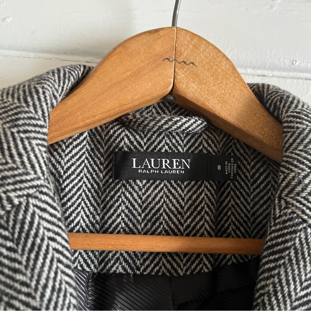 Ralph Lauren Black and White Herringbone Trench Coat - Picture 6 of 6